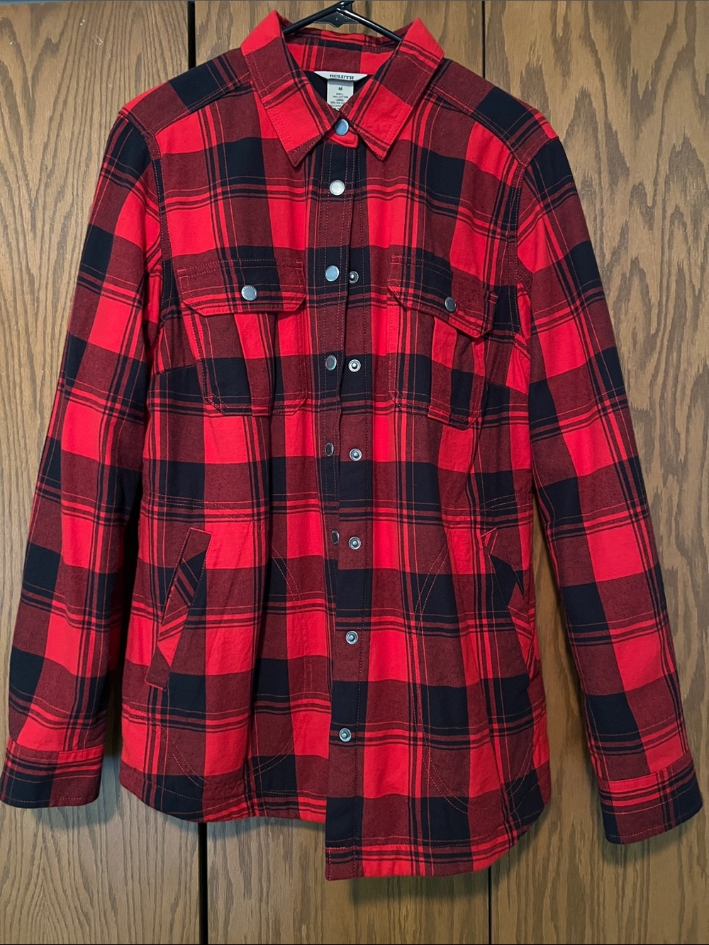 Duluth Trading Co Red and Black Plaid Utility Jacket